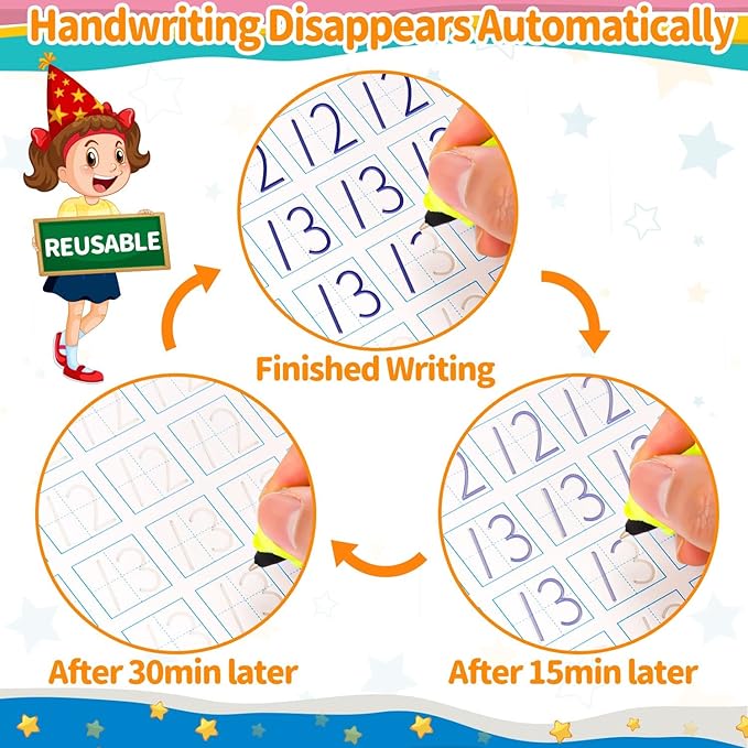 AALGO Large Magic Grooved Writing Practice Books- Reusable Handwriting Practice for Kids 8-10 - Preschool Workbook- Letter Tracing for Kids Ages 3-5