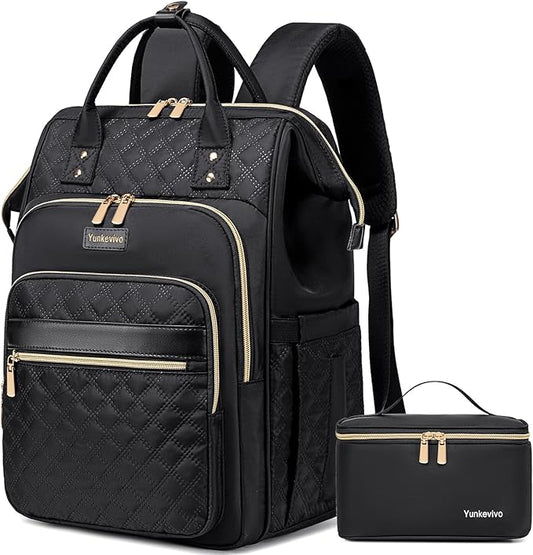 Lunch Backpack for Women, 15.6 Inch Laptop Backpack for Womens Stylish Nurse, Teacher Work Back pack with Lunch Box Insulated Backpacks Cooler for Women Men Travel Camping Picnics
