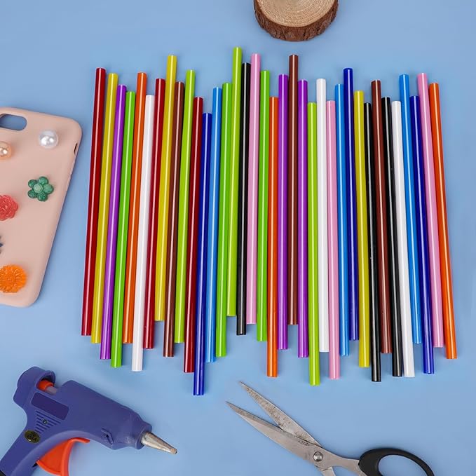 ENPOINT Colored Hot Glue Sticks, 8" Long x 0.27" Dia Mini Glue Sticks for Hot Glue Gun, Sealing Wax Sticks for Wax Seal Stamp Crafting DIY Art Repair, Mini Glue Sticks Bulk Classroom 36pcs