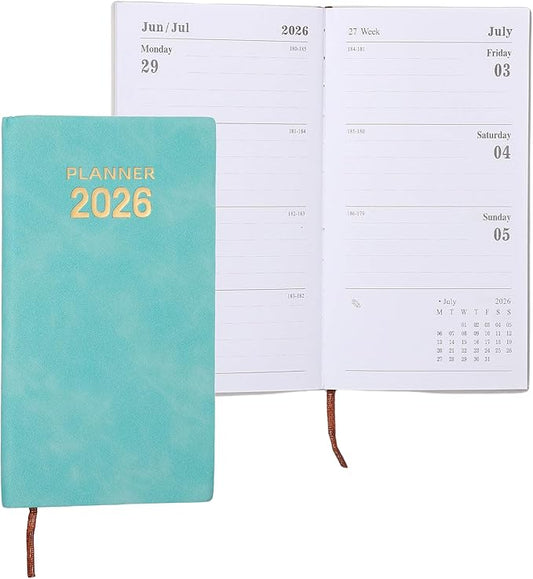 PATIKIL 2026 Planner Notebook, A6 64 Sheets Undated to Do List Daily Weekly Monthly Goals Tracker Pocket Notebook for Office Home Study Work Time Management Fitness Habit, Cyan