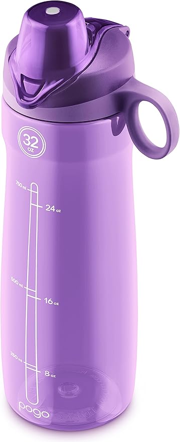 Pogo BPA-Free Plastic Water Bottle with Chug Lid, Purple, 32 oz.