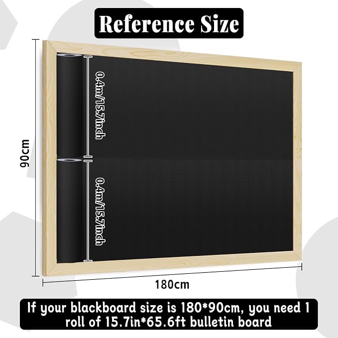 Black Bulletin Board Roll Non-Woven Fabric Poster 15.7" x 65.6ft