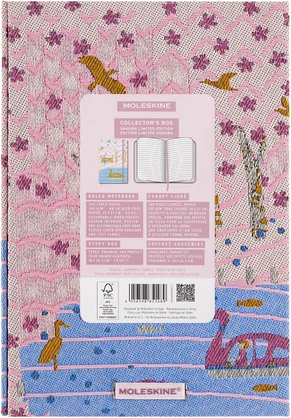 Moleskine Limited Edition Sakura Notebook, Hard Cover, Large (5" x 8.25"), Ruled/Lined, Premium Collector's Box
