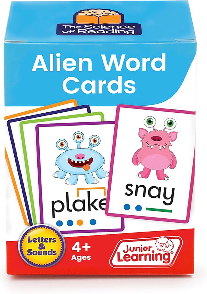 Alien Word Flashcards: Junior Learning, The Science of Reading Supplementary Resources, for Classroom or Home School use, for Ages 4+, Grade Pre-K