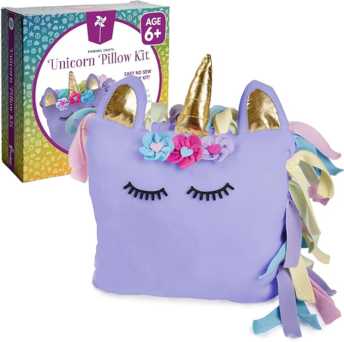Unicorn Pillow Kit - No Sew Unicorn Craft Kit - Gifts for Girls, Arts and Crafts for Kids Ages 4-8 - Unicorn Toys for 6 Year Old Girl Gifts, Birthday, Easter, Toddlers, Teens