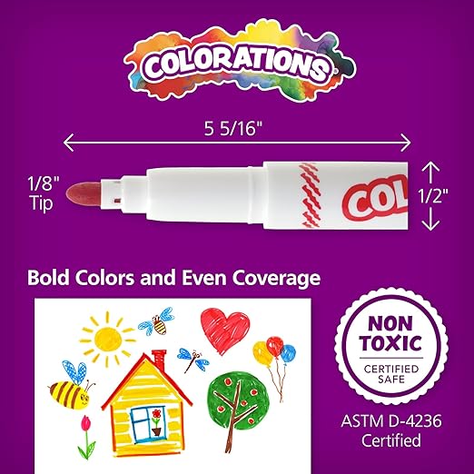 Colorations Classic Markers, Conical Tip, 16 Bold Colors, Coloring, Paper, Kids, Posters, Drawing, Bold Colors, Home, Classroom, School Supplies, Art Supplies, Craft Projects, Children