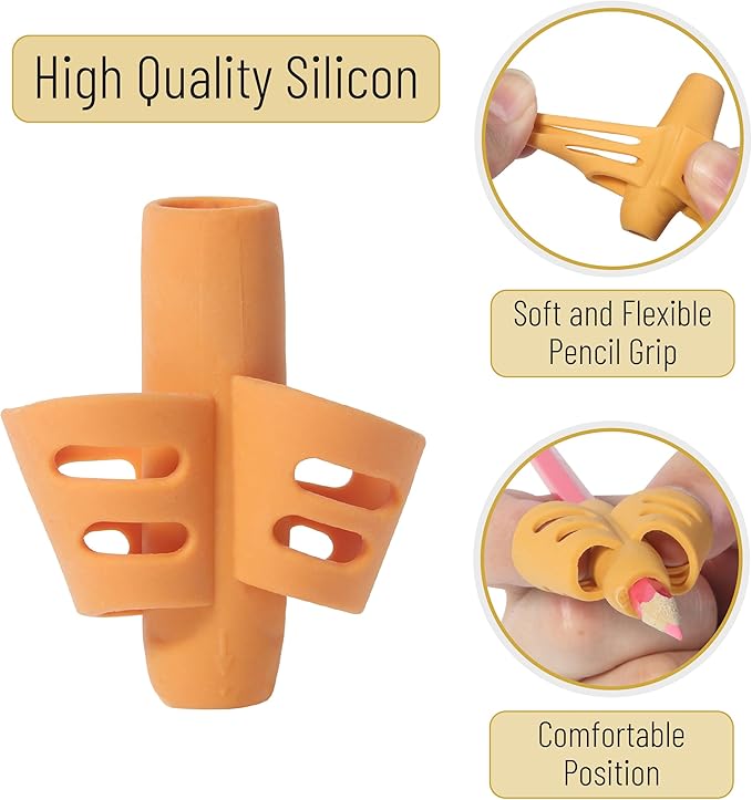 Mr. Pen- Pencil Grips for Kids Handwriting, 4 Pack with 4 Clips, Autumn Colors, Flexible Silicon Pencil Holder for Kids, Right & Left-Handed