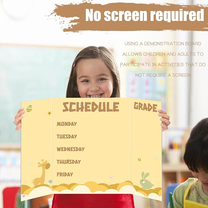 4pcs Trifold Poster Board, 26x17 Inches White Trifold Presentation Display Board Corrugated Project Board for School and Business Project (4 Pcs)