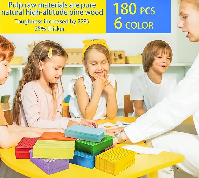 180Pcs Colored Index Cards 4x6 Inch Flash Cards with Lines Note Card Flashcards, Colorful Ruled Card Pad Index Note Books 4 x 6 Notecards for Studying School Supply College Office