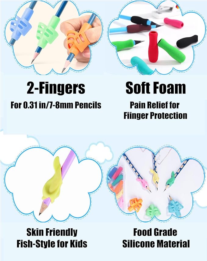 Pencil Grips for Kids Handwriting,10 Pack Silicone Pencil Grippers Holder Posture Correction for Preschooler Training, Pen Writing Aid Tool for Preschooler Kids Students (10 Pcs-Multicolor)