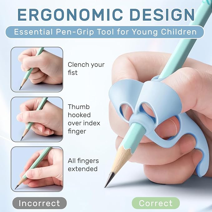 Pencil Grips for Kids Handwriting,8PCS Toddler Pencil Grip,Pen Grips Trainer,Writing Posture Correction Training AIDS for Beginners Preschooler Toddler Children Special Needs (8 Pcs)