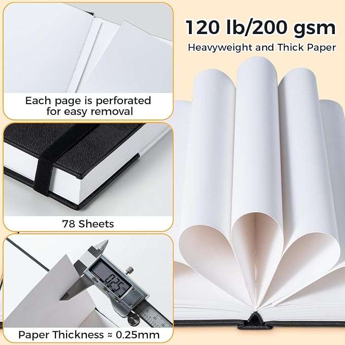 Ohuhu Sketchbook Marker Paper Pad: 8.3"x11.7" Large Art Sketch Book Drawing Papers 78 Sheets/156 Pages 120 lb/200 gsm Hardcover Sketching Books for Alcohol Markers Sketchpad Christmas Gift