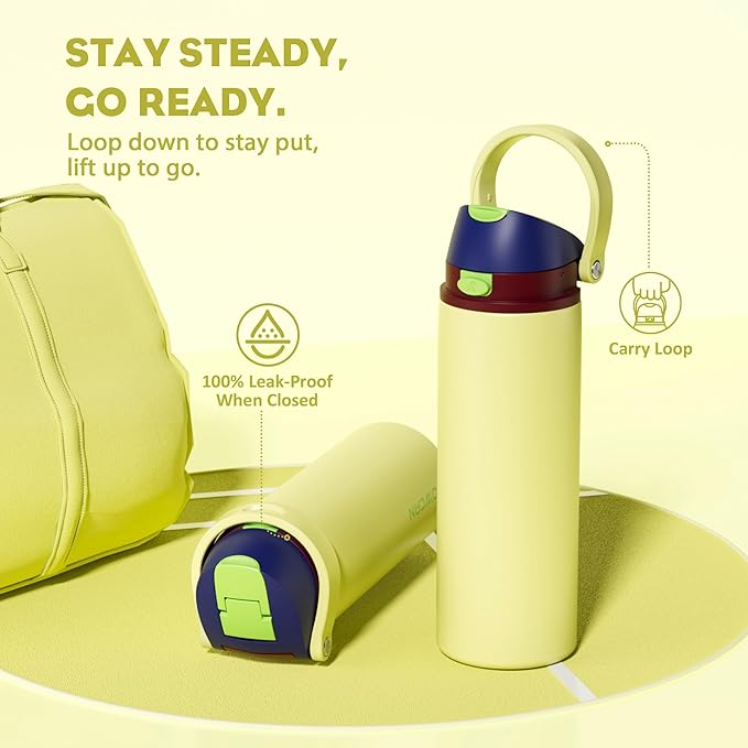POWCAN 24 oz Insulated Stainless Steel Water Bottle: 2-in-1 Push-Button Spout & Quick-Flip Straw, Leakproof, Cold 24Hrs, Lockable, Fits Car Cup Holder, Ideal for Travel, Sports, Gift (Infinity Beam)