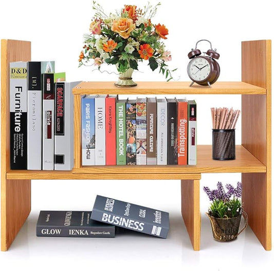 Sorfity Adjustable Desktop Bookshelf, Desk Organizer Display Shelf Counter Top Bookcase Free Style Display Shelf Rack Office Supplies Storage Shelf Book Multipurpose Bookshelf for Office Kitchen