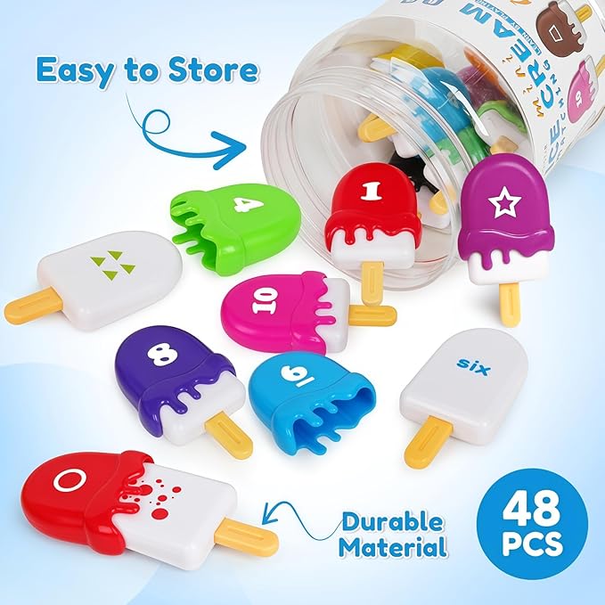 USATDD Numbers Learning Toys Number Popsicles Matching Toy Learning Numbers & Patterns Preschool Learning Activities Montessori Toys for Kids
