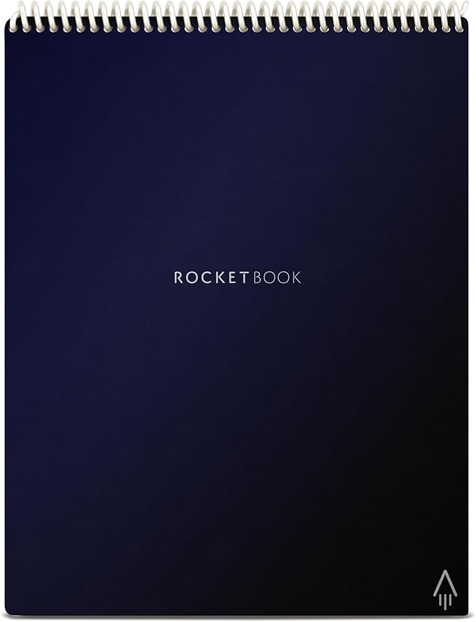 Rocketbook Flip Smart Reusable Letter Size Notepad, 8-1/2" x 11", 1 Subject, Dot-Grid and Line Ruled, 16 Sheets, Blue