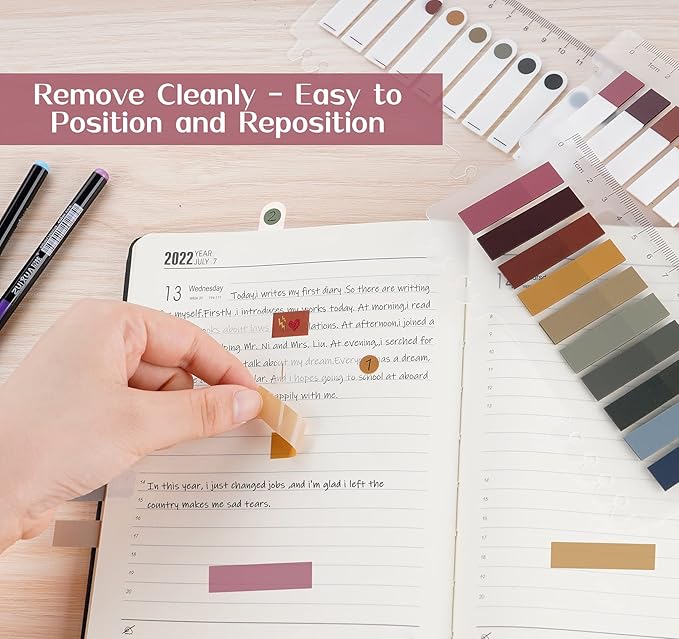 1200 pcs Translucent Sticky Tabs- Page Markers Morandi Sticky Note Tabs, Clear Page Tabs, Annotating Books Repositionable Book Tabs,Waterproof Index Tabs