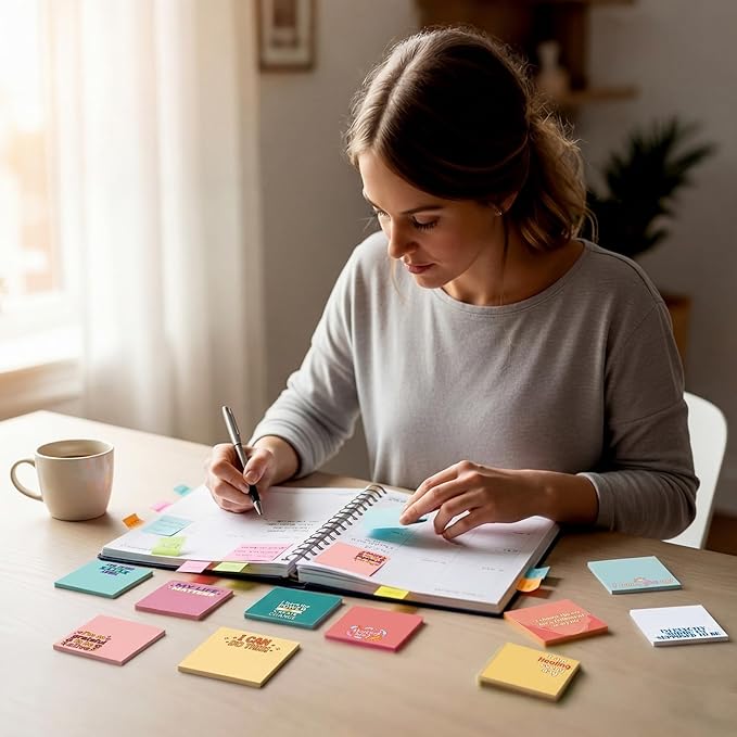 Yinder 24 Pcs Inspirational Sticky Notes Cute Motivational Sticky Notes Pad End of Year Employee Appreciation Gifts Bulk for Teacher Nurse Coworkers Office Supplies 3 x 3'' (Affirmation,Watercolor)