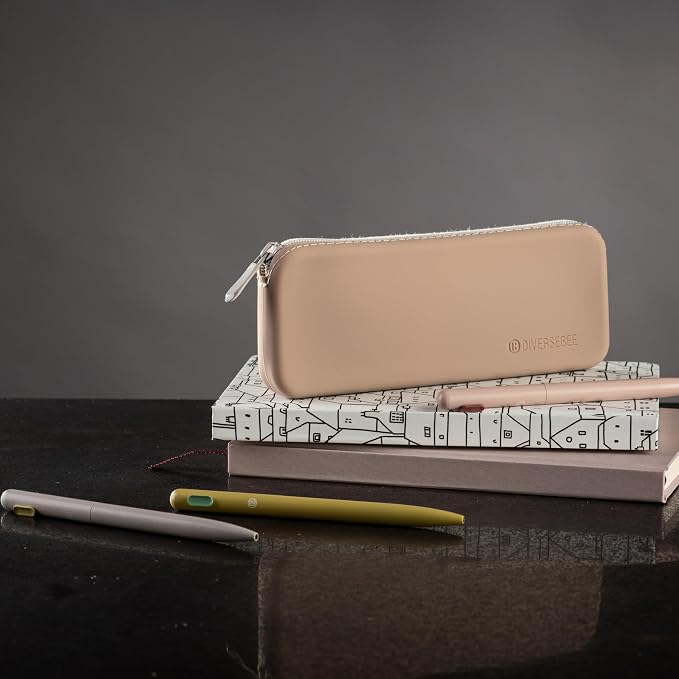 DIVERSEBEE Soft Silicone Pencil Case, Pencil Pouch with Zipper (Almond) | Aesthetic Pen Bag for School, Bible Study Journaling Supplies and Accessories, Cute Pencil Organizer