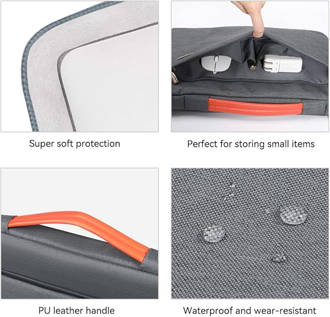 LANDICI 360°Laptop Sleeve Case 14 15 Inch Compatible with MacBook Air 15 M2/M3/M4 2022-2025, MacBook Pro 15, Hp chromebook 14, Waterproof Computer Bag Cover with Handle, Grey