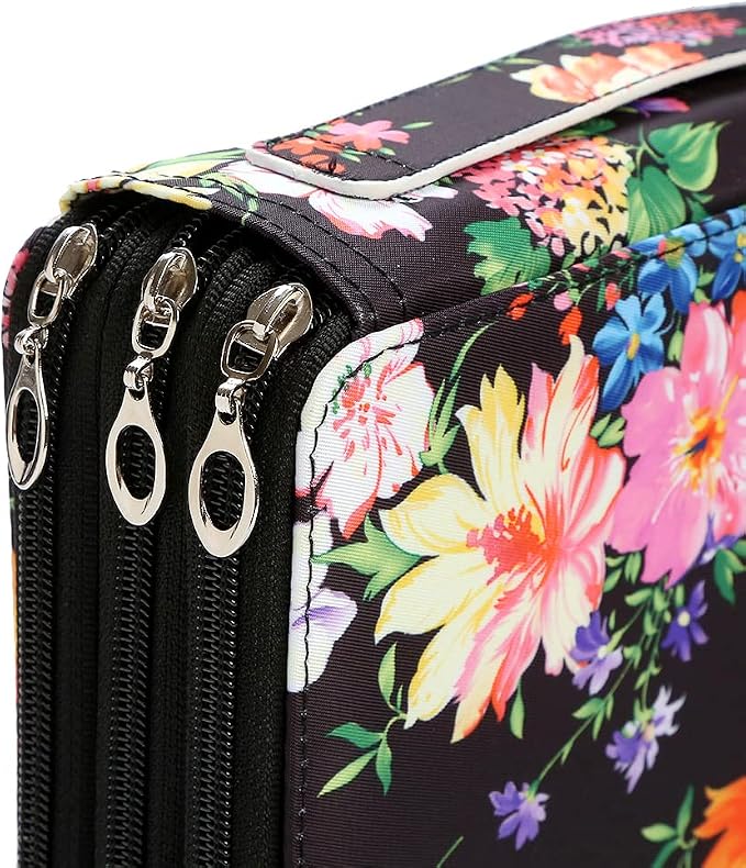 120 Slots Colored Pencil Case Organizer, 3 Layer Bag | Twill Oxford fabric,127 elastic loops,detachable handle,for travel, home storage,drawing tools,creative gifts