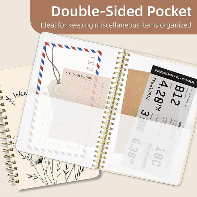 Weekly Planner Undated - 52 Weeks To Do List Notebook A5 for Work: Weekly Task, Habit Tracker Journal, Goal Setting, Agenda Sprial Bound Organizer Book for Women Cute Stylish Design, Flower