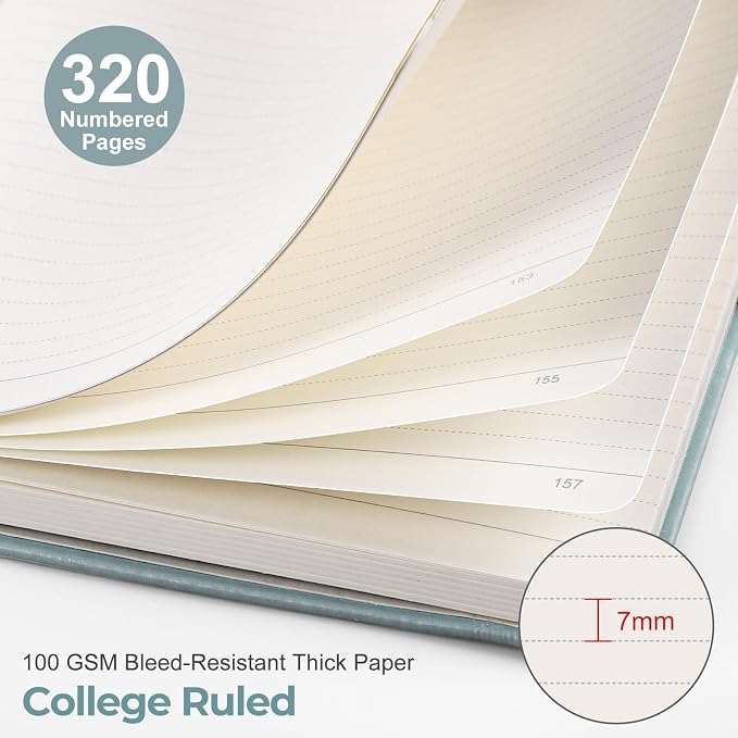 EMSHOI Lined Journal Notebook, 320 Numbered Pages, A5 Size (5.7'' x 8.3'')