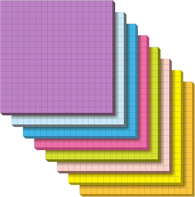 Qeeenar 8 Pads Big Sticky Notes 11 x 11 Inch Lined Jumbo Large Sticky Notes for Wall,Giant Strong Power Memo Square Post for Office, 25 Sheets/Pad(Vivid Color)