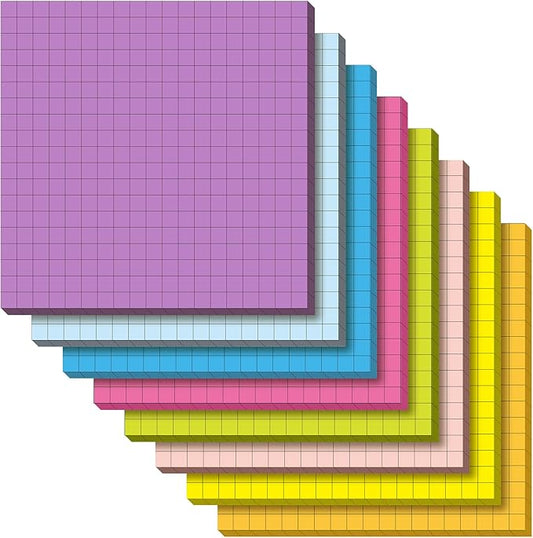 Qeeenar 8 Pads Big Sticky Notes 11 x 11 Inch Lined Jumbo Large Sticky Notes for Wall,Giant Strong Power Memo Square Post for Office, 25 Sheets/Pad(Vivid Color)
