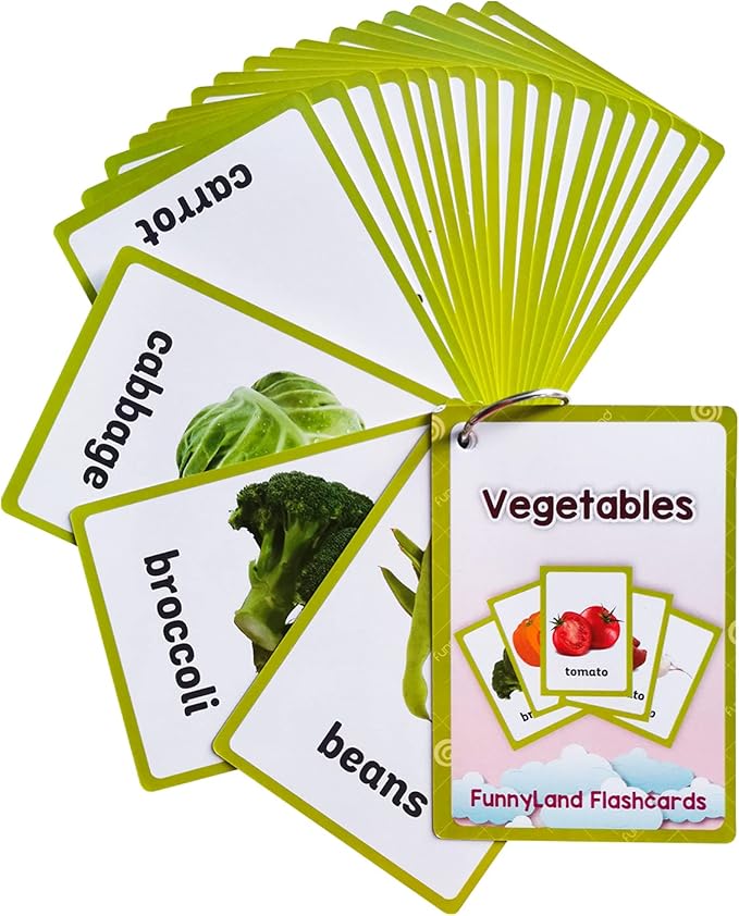 Lilias Vegetable Flash Cards, Toddler Learning Toys, Preschool Learning Toys, Homeschool Supplies, Learning Supplies for Kindergarten, 4.3 X 3.14 Inch, 20 Cards in Set