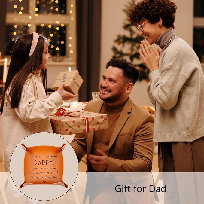 Dad Gifts from Daughter Son New Dad Gifts for Men First Time Daddy Gift from Baby Girl Boy Husband Birthday Stuff from Wife Anniversary Christmas First Fathers Day Valentines Gift for Him Leather Tray