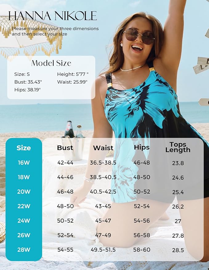 Hanna Nikole Womens Tankini Swimsuits 2 Piece Bathing Suit Flowy Ruffle Tankini Tops with Swim Shorts