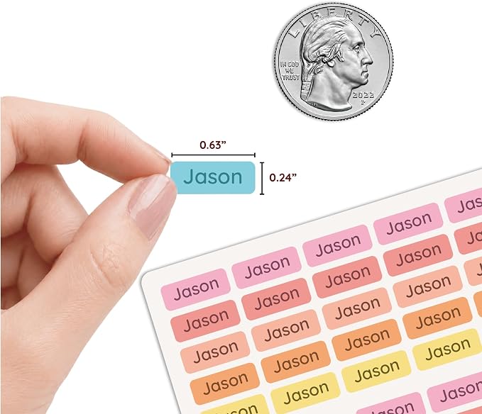Personalized Mini Name Labels for Kids (210 Count) – Custom Waterproof Name Stickers for School, Daycare, Water Bottles, Lunch Boxes, Pencils, Supplies - Dreamy Lavender