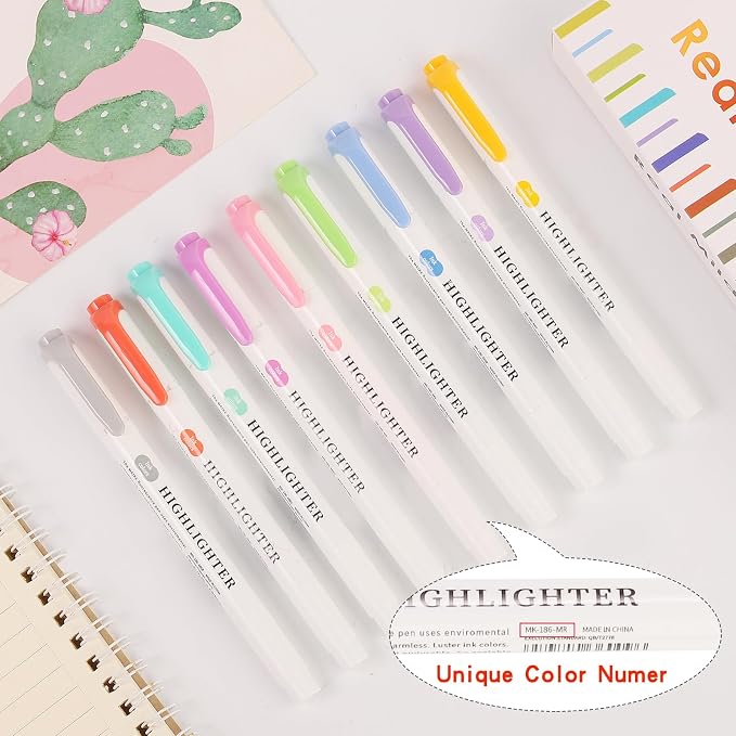 Pastel Highlighters - 15 Pcs Assorted Colors Dual Tip Real Mild Highlighter Markers, Chisel & Fine Tips for Bible Journaling, Note Taking, School Supplies, No Bleed