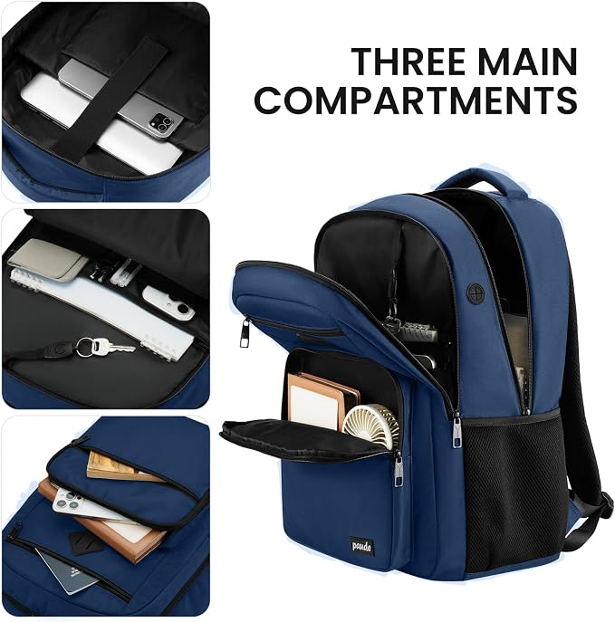 Paude Backpack Blue,School Backpack for Teens Adults Laptop Bookbag for High School College Students Back Pack for Work