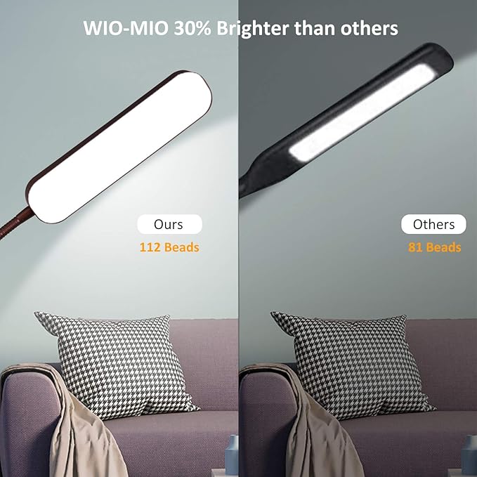 Wio-Mio Led Floor Lamps with 15w/1000lm Bright LED Floor Lamp with Stepless Adjustable 3000K-6000K Colors and Dimmer, Remote and Touch Control Reading Lamp, Adjustable Floor Lamp for Living Room