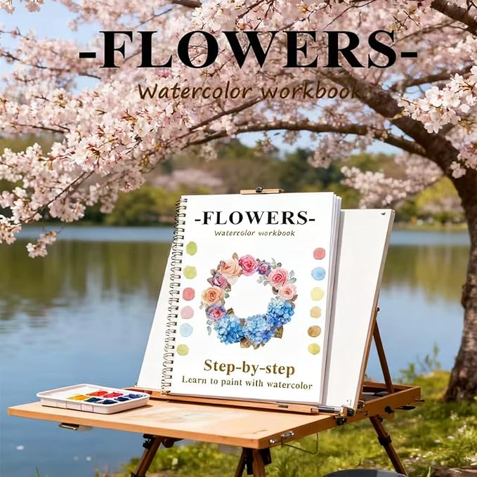 Watercolor Workbooks Coloring Book Easy Nature Scenes Beginner Friendly Watercolor Painting Set Art Crafts Painting Kit for Creative Exploration Gift for Adults Beginners (The Fall, Without Palette)