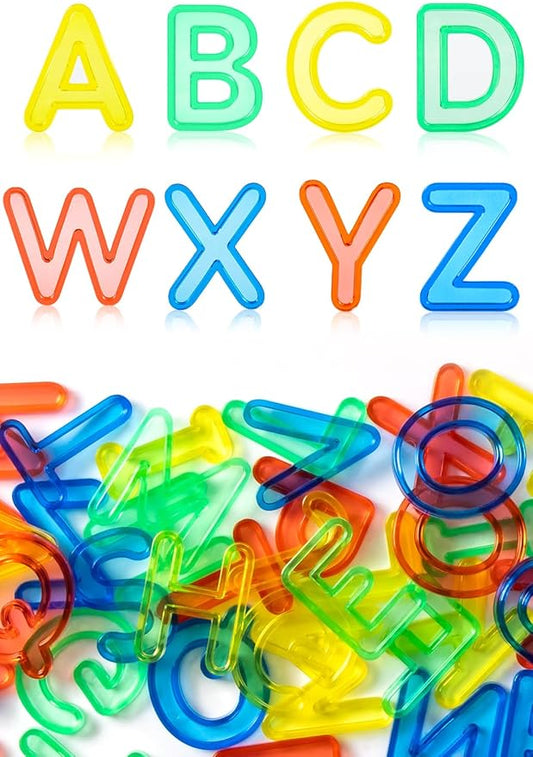 52 Pcs Translucent Capital Letters – Plastic Alphabet Letters for Kids – Ideal for Light Table Manipulatives & Educational Play, Vibrant Colors for Creativity and Learning