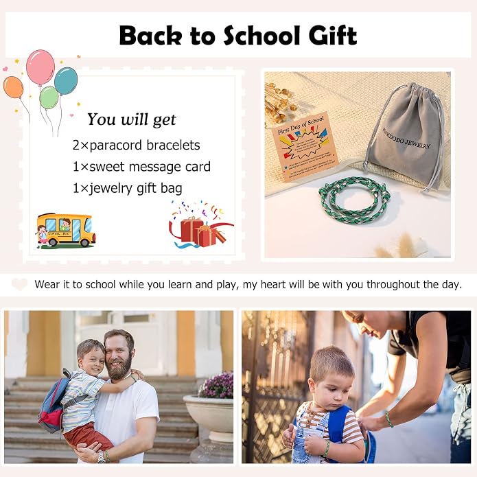 PINKDODO First Day of School Bracelet Back to School Gifts Mommy and Me Bracelets Mother Son Bracelet