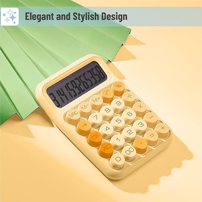 Mr. Pen- Mechanical Switch Calculator, 12 Digit Large LCD Display, Orange with Big Buttons, Mechanical Switch Calculator for Home, School, Office