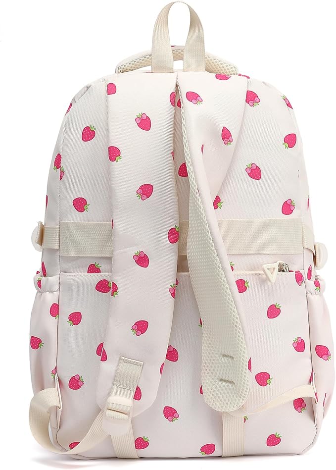 Phaoullzon Girls School Strawberry Backpack for Kids Kawaii Bookbag College Daypack,Strawberry