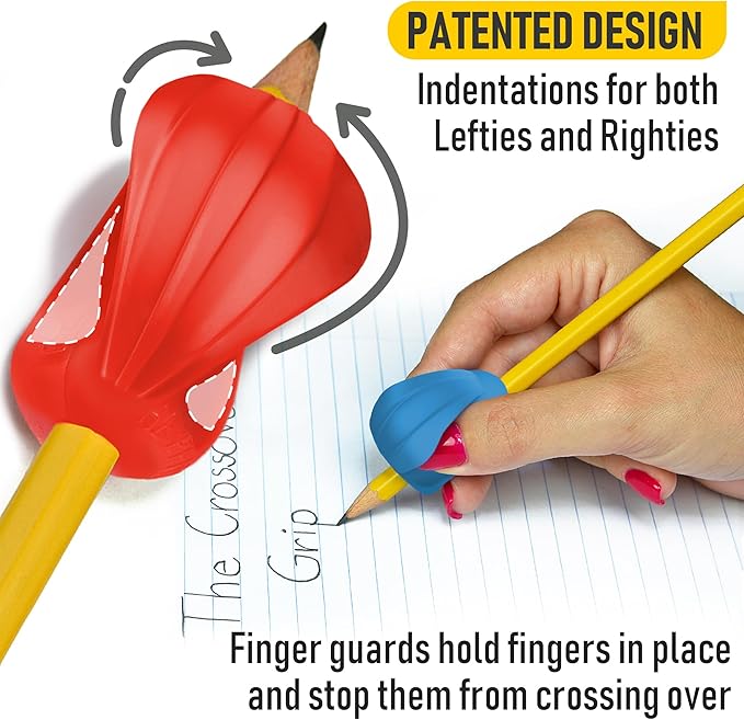 The Pencil Grip Pencil Grips, The Crossover Grip, Ergonomic Writing Aid For Righties And Lefties, Colorful Pencil Grippers, Assorted Classic Colors, 6 Count - TPG-17806