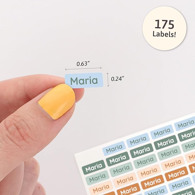 Mini Name Labels (175) - Custom Personalized Name Labels for Labeling Tiny Items, Washer and Dryer-Safe Waterproof Labels for Daycare, Preschool, and School - Leopard