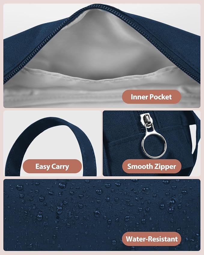 Fmeida Pencil Case Pouch, Back to School Supplies Gift for Boys Girls, Navy | Eco-Friendly Fabric, Water-Resistant, Inner Pocket, Carry Handle, for School & Office
