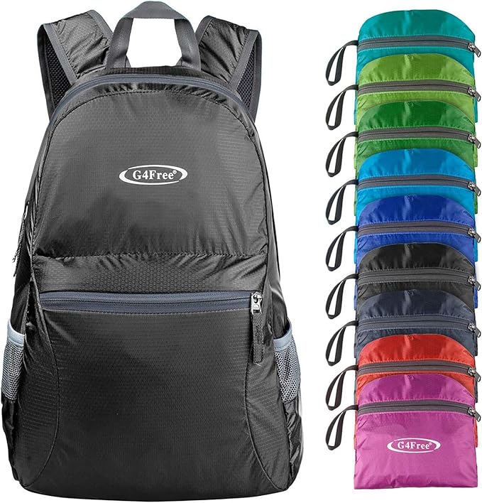 G4Free 20L Small Packable Travel Hiking Backpack for Men Women | Lightweight Foldable Waterproof Daypack for Outdoor, Black