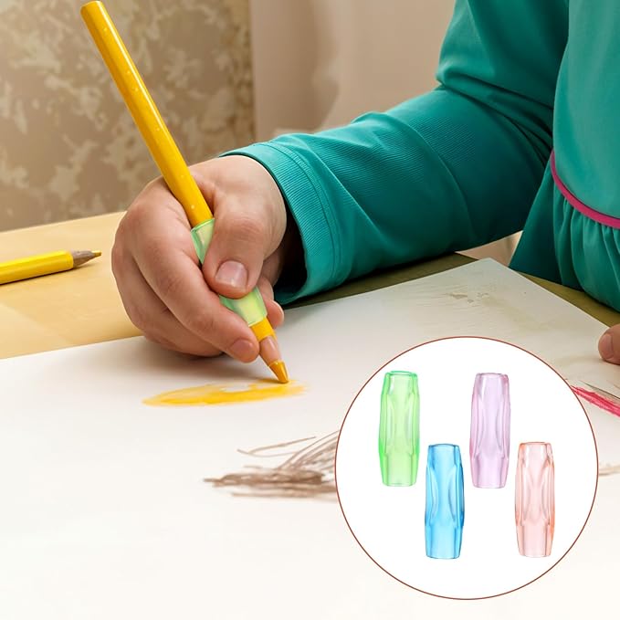Pencil Grippers for Handwriting, 8PCS Silicone Pencil Grippers Relieving Fingers Fatigue Writing Aid Pencils Holder Comfort Cushion Grip Pencils Gripper Flexable Soft Corrective Finger Tool for Adult