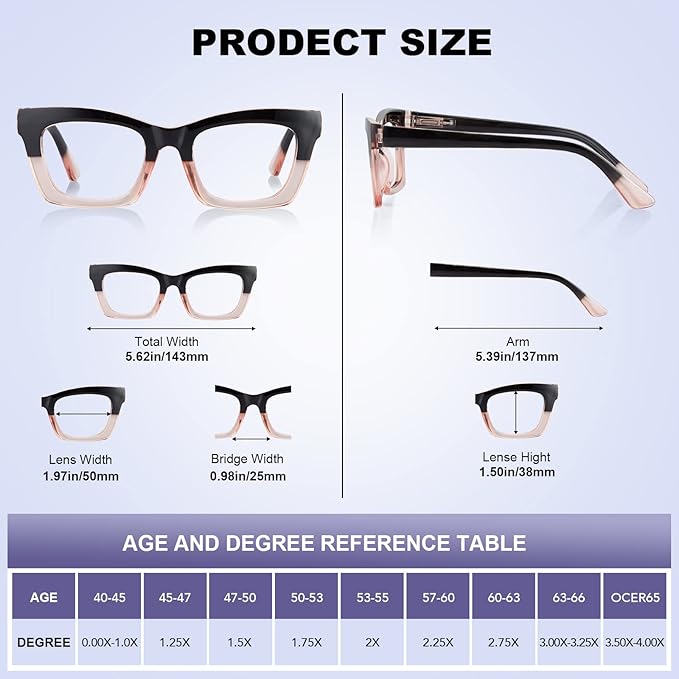 Reading Glasses for Women-5 Pack Blue Light Blocking Square Fashion Readers with Spring Hinge Computer Eyeglasses(Mix1, 3.00x)