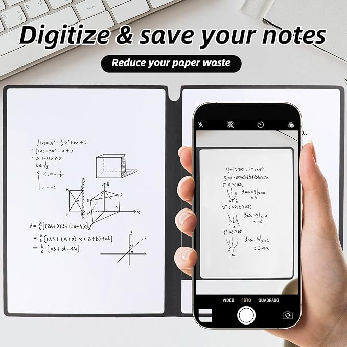 A4 Portable Whiteboard Notebook,12" x 9" Double Sided Dry Erase Board with Two Pens,Folding Reusable Writing Pad for Office Meetings,School,Planning,Travel,PU Cover(Denim Blue)