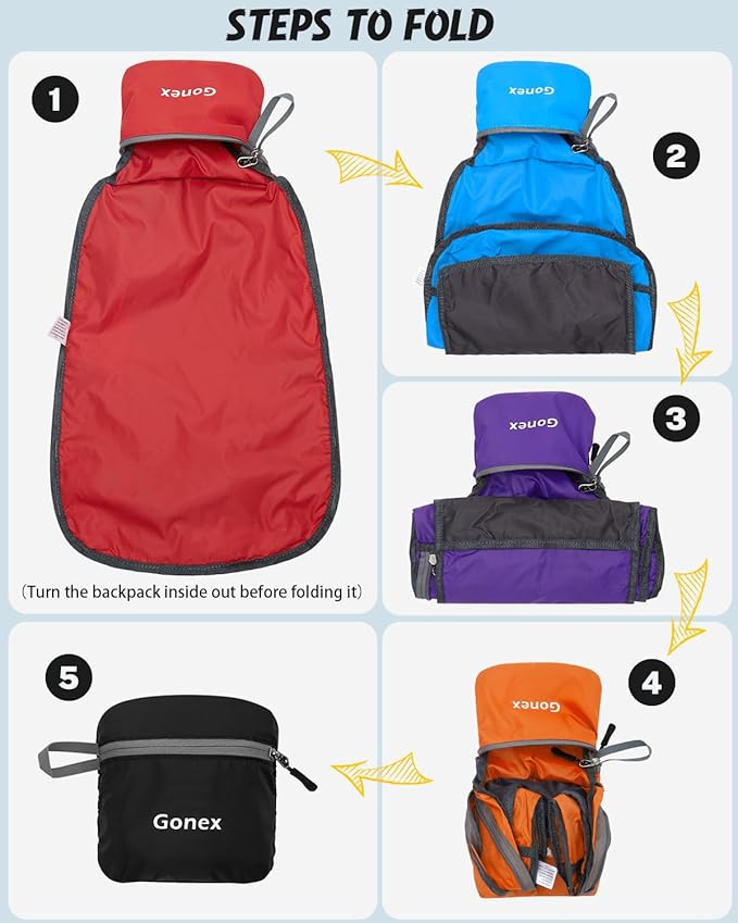 Gonex Ultra Lightweight Packable Backpack Daypack Handy Foldable Camping Outdoor Travel Cycling Backpacking