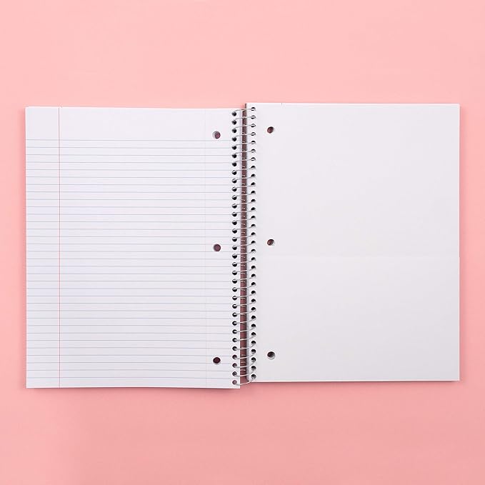 Yoobi College Ruled 8 x 10.5” Spiral Notebook Set – Bulk 3-Pack of 3 Subject Notebooks, Blue, Mint Green & Blush Pink – Gift Idea – 150 Perforated, 3-Hole Punched Sheets